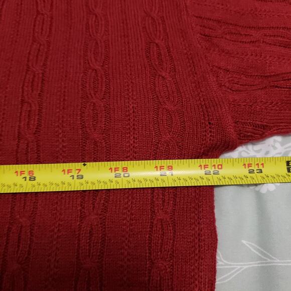 Violet & Roses Cable knit Red V Neck Sweater Stitch Fix Preppy Career wear - Picture 4 of 10